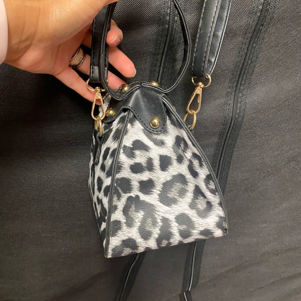 Leopard Print Black and Gray Women's Bag